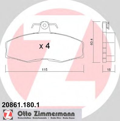ZIMMERMANN 20861.180.1 Тормозные колодки для SKODA FELICIA II (Шкода Фелиция 2) ZIMMERMANN 20861.180.1 Тормозные колодки для SKODA FELICIA II (Шкода Фелиция 2)