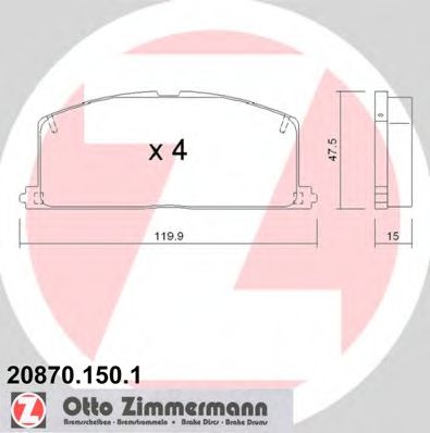ZIMMERMANN 20870.150.1 Тормозные колодки для TOYOTA COROLLA FX (Тойота/тоета Cоролла инфинити фх) ZIMMERMANN 20870.150.1 Тормозные колодки для TOYOTA COROLLA FX (Тойота/тоета Cоролла инфинити фх)
