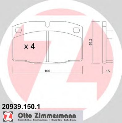 ZIMMERMANN 20939.150.1 Тормозные колодки для OPEL MANTA B CC (Опель Манта б cc) ZIMMERMANN 20939.150.1 Тормозные колодки для OPEL MANTA B CC (Опель Манта б cc)