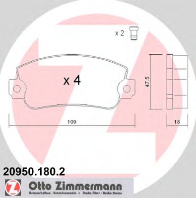 ZIMMERMANN 20950.180.2 Тормозные колодки для FIAT STRADA II (Фиат Страда 2) ZIMMERMANN 20950.180.2 Тормозные колодки для FIAT STRADA II (Фиат Страда 2)