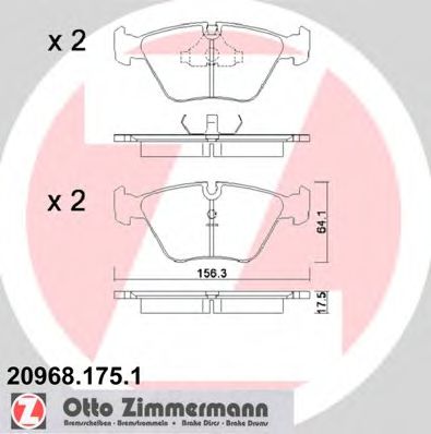 ZIMMERMANN 20968.175.1 Тормозные колодки для JAGUAR VANDEN PLAS (Ягуар Vандэн плас) ZIMMERMANN 20968.175.1 Тормозные колодки для JAGUAR VANDEN PLAS (Ягуар Vандэн плас)
