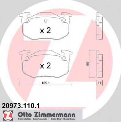 ZIMMERMANN 20973.110.1 Тормозные колодки для RENAULT LUTECIA I (Рено Лутэcиа и) ZIMMERMANN 20973.110.1 Тормозные колодки для RENAULT LUTECIA I (Рено Лутэcиа и)