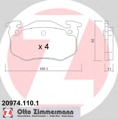ZIMMERMANN 20974.110.1 Тормозные колодки для JAGUAR XK 8 (Ягуар Xк 8) ZIMMERMANN 20974.110.1 Тормозные колодки для JAGUAR XK 8 (Ягуар Xк 8)