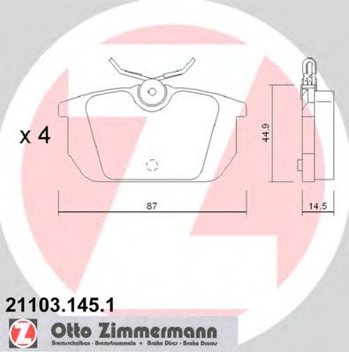 ZIMMERMANN 21103.145.1 Тормозные колодки для FIAT TEMPRA (Фиат Тэмпра) ZIMMERMANN 21103.145.1 Тормозные колодки для FIAT TEMPRA (Фиат Тэмпра)