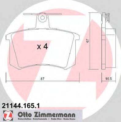 ZIMMERMANN 21144.165.1 Тормозные колодки для AUDI 90 (Ауди 90) ZIMMERMANN 21144.165.1 Тормозные колодки для AUDI 90 (Ауди 90)