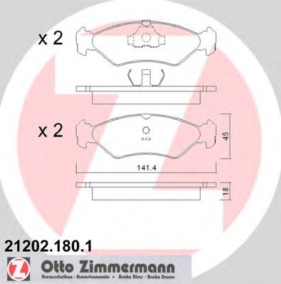 ZIMMERMANN 21202.180.1 Тормозные колодки для FORD FIESTA (Форд Фиэста) ZIMMERMANN 21202.180.1 Тормозные колодки для FORD FIESTA (Форд Фиэста)