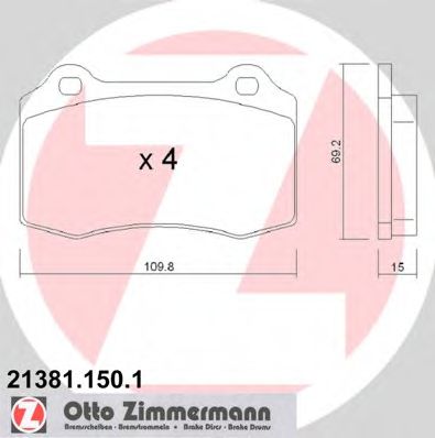 ZIMMERMANN 21381.150.1 Тормозные колодки для JAGUAR XK 8 (Ягуар Xк 8) ZIMMERMANN 21381.150.1 Тормозные колодки для JAGUAR XK 8 (Ягуар Xк 8)