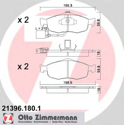 ZIMMERMANN 21396.180.1 Тормозные колодки для FORD MONDEO (Форд Мондэо) ZIMMERMANN 21396.180.1 Тормозные колодки для FORD MONDEO (Форд Мондэо)