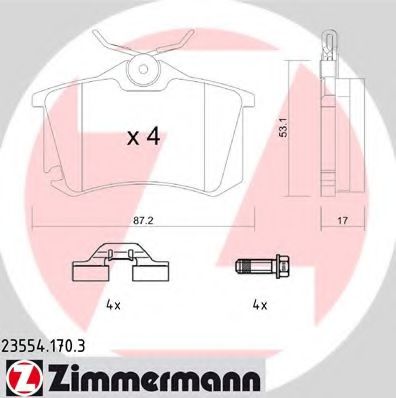 ZIMMERMANN 23554.170.3 Тормозные колодки для RENAULT GRAN III (Рено Гран 3) ZIMMERMANN 23554.170.3 Тормозные колодки для RENAULT GRAN III (Рено Гран 3)