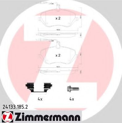 ZIMMERMANN 24133.185.2 Тормозные колодки для PEUGEOT 407 (Пежо 407) ZIMMERMANN 24133.185.2 Тормозные колодки для PEUGEOT 407 (Пежо 407)