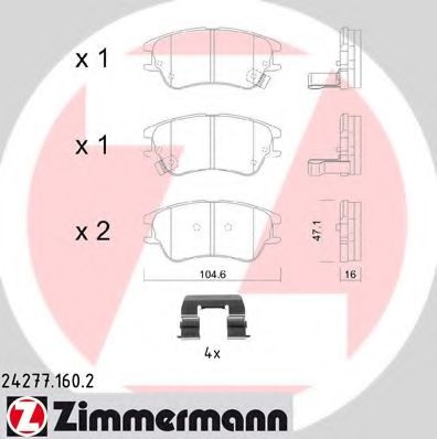 ZIMMERMANN 24277.160.2 Тормозные колодки для HYUNDAI AMICA / ATOZ (Хендай Амиcа / атоз) ZIMMERMANN 24277.160.2 Тормозные колодки для HYUNDAI AMICA / ATOZ (Хендай Амиcа / атоз)
