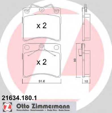 ZIMMERMANN 21634.180.1 Тормозные колодки для VOLKSWAGEN T4 CARAVELLE (Фольксваген Т4 cараvэллэ) ZIMMERMANN 21634.180.1 Тормозные колодки для VOLKSWAGEN T4 CARAVELLE (Фольксваген Т4 cараvэллэ)