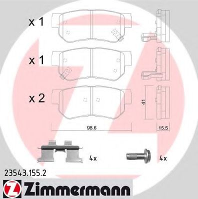 ZIMMERMANN 23543.155.2 Тормозные колодки для HYUNDAI AZERA (Хендай Азэра) ZIMMERMANN 23543.155.2 Тормозные колодки для HYUNDAI AZERA (Хендай Азэра)