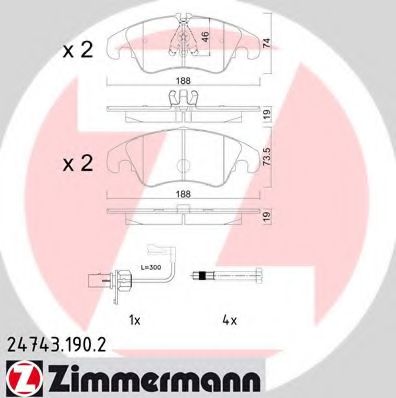ZIMMERMANN 24743.190.2 Тормозные колодки для AUDI A7 (Ауди А7) ZIMMERMANN 24743.190.2 Тормозные колодки для AUDI A7 (Ауди А7)