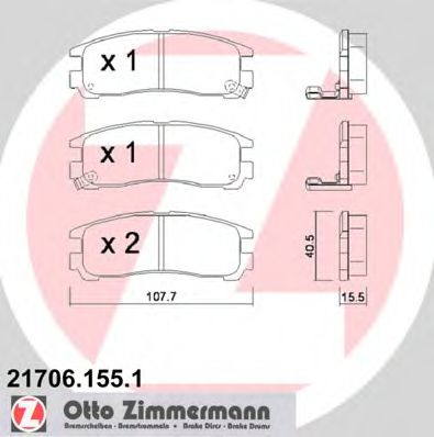 ZIMMERMANN 21706.155.1 Тормозные колодки для MITSUBISHI SIGMA (Митсубиши/митсубиси Сигма) ZIMMERMANN 21706.155.1 Тормозные колодки для MITSUBISHI SIGMA (Митсубиши/митсубиси Сигма)