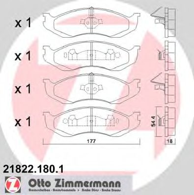 ZIMMERMANN 21822.180.1 Тормозные колодки для JEEP CHEROKEE (Джип Чироки) ZIMMERMANN 21822.180.1 Тормозные колодки для JEEP CHEROKEE (Джип Чироки)