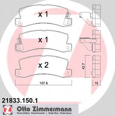 ZIMMERMANN 21833.150.1 Тормозные колодки для TOYOTA SCEPTER (Тойота/тоета Сcэптэр) ZIMMERMANN 21833.150.1 Тормозные колодки для TOYOTA SCEPTER (Тойота/тоета Сcэптэр)