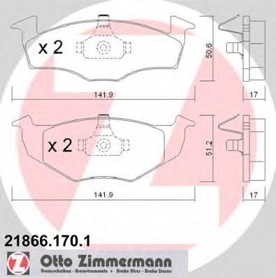 ZIMMERMANN 21866.170.1 Тормозные колодки для VOLKSWAGEN (Фольксваген) ZIMMERMANN 21866.170.1 Тормозные колодки для VOLKSWAGEN (Фольксваген)