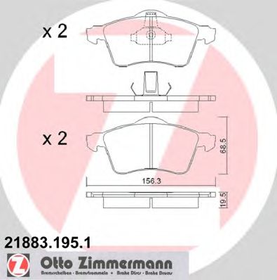 ZIMMERMANN 21883.195.1 Тормозные колодки для VOLKSWAGEN T4 CARAVELLE (Фольксваген Т4 cараvэллэ) ZIMMERMANN 21883.195.1 Тормозные колодки для VOLKSWAGEN T4 CARAVELLE (Фольксваген Т4 cараvэллэ)