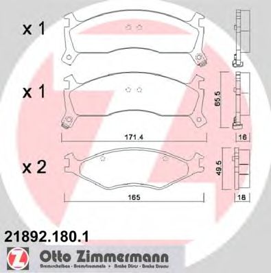 ZIMMERMANN 21892.180.1 Тормозные колодки для KIA SPORTAGE (Киа Спортейдж)