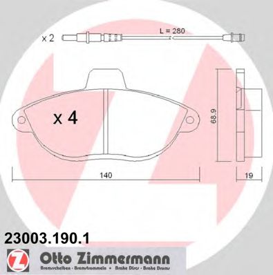 ZIMMERMANN 23003.190.1 Тормозные колодки для CITROËN DISPATCH (CитроËн Диспатч) ZIMMERMANN 23003.190.1 Тормозные колодки для CITROËN DISPATCH (CитроËн Диспатч)