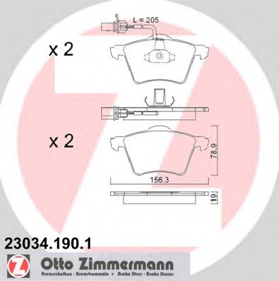 ZIMMERMANN 23034.190.1 Тормозные колодки для VOLKSWAGEN T4 CARAVELLE (Фольксваген Т4 cараvэллэ) ZIMMERMANN 23034.190.1 Тормозные колодки для VOLKSWAGEN T4 CARAVELLE (Фольксваген Т4 cараvэллэ)