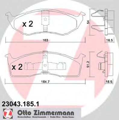 ZIMMERMANN 23043.185.1 Тормозные колодки для DODGE CARAVAN (Додж Караван) ZIMMERMANN 23043.185.1 Тормозные колодки для DODGE CARAVAN (Додж Караван)