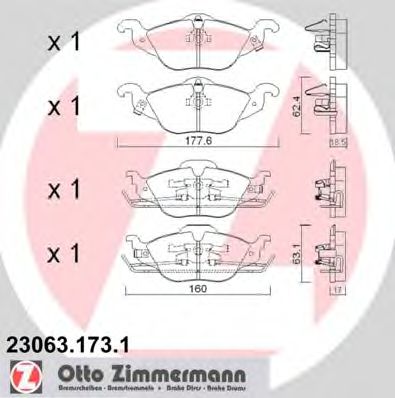 ZIMMERMANN 23063.173.1 Тормозные колодки для OPEL (Опель) ZIMMERMANN 23063.173.1 Тормозные колодки для OPEL (Опель)