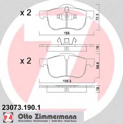 ZIMMERMANN 23073.190.1 Тормозные колодки для VOLVO XC70 CROSS COUNTRY (Вольво Xc70 кросс кантри) ZIMMERMANN 23073.190.1 Тормозные колодки для VOLVO XC70 CROSS COUNTRY (Вольво Xc70 кросс кантри)