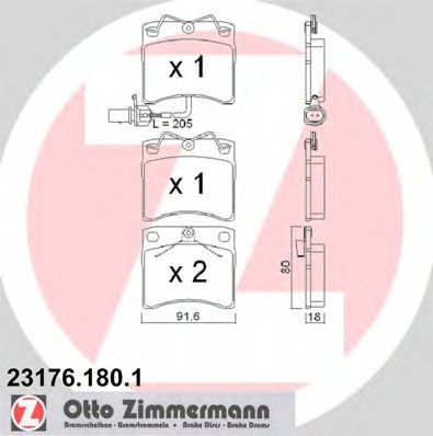 ZIMMERMANN 23176.180.1 Тормозные колодки для VOLKSWAGEN T4 CARAVELLE (Фольксваген Т4 cараvэллэ) ZIMMERMANN 23176.180.1 Тормозные колодки для VOLKSWAGEN T4 CARAVELLE (Фольксваген Т4 cараvэллэ)
