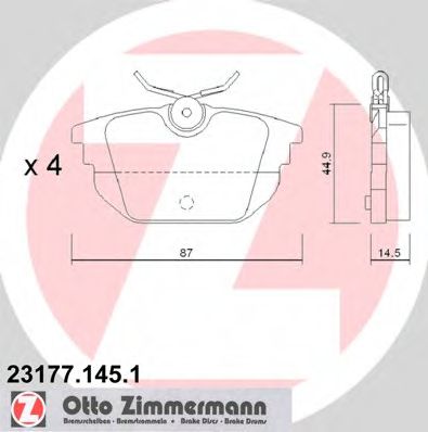 ZIMMERMANN 23177.145.1 Тормозные колодки для FIAT TEMPRA (Фиат Тэмпра) ZIMMERMANN 23177.145.1 Тормозные колодки для FIAT TEMPRA (Фиат Тэмпра)
