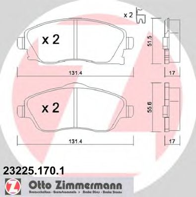ZIMMERMANN 23225.170.1 Тормозные колодки для OPEL VITA C (Опель Vита c) ZIMMERMANN 23225.170.1 Тормозные колодки для OPEL VITA C (Опель Vита c)