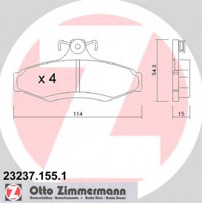 ZIMMERMANN 23237.155.1 Тормозные колодки для DAEWOO KONDOR (Дэу Кондор) ZIMMERMANN 23237.155.1 Тормозные колодки для DAEWOO KONDOR (Дэу Кондор)