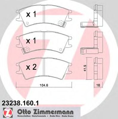 ZIMMERMANN 23238.160.1 Тормозные колодки для HYUNDAI AMICA / ATOZ (Хендай Амиcа / атоз) ZIMMERMANN 23238.160.1 Тормозные колодки для HYUNDAI AMICA / ATOZ (Хендай Амиcа / атоз)