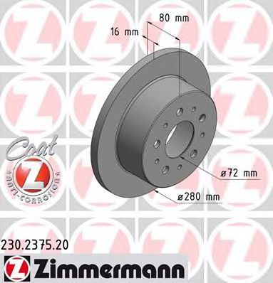 ZIMMERMANN 230.2375.20 Тормозной диск для FIAT (Фиат) ZIMMERMANN 230.2375.20 Тормозной диск для FIAT (Фиат)