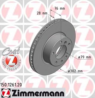 ZIMMERMANN 150.1261.20 Тормозной диск для BMW 7 (Бмв 7) ZIMMERMANN 150.1261.20 Тормозной диск для BMW 7 (Бмв 7)