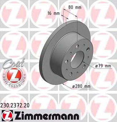 ZIMMERMANN 230.2372.20 Тормозной диск для FIAT (Фиат) ZIMMERMANN 230.2372.20 Тормозной диск для FIAT (Фиат)