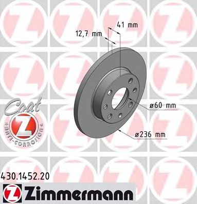ZIMMERMANN 430.1452.20 Тормозной диск для OPEL CORSA A (Опель Cорса а) ZIMMERMANN 430.1452.20 Тормозной диск для OPEL CORSA A (Опель Cорса а)