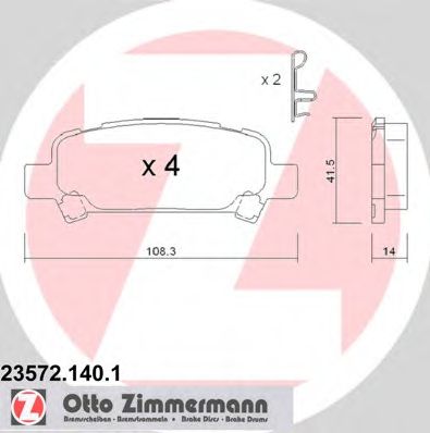 ZIMMERMANN 23572.140.1 Тормозные колодки для SUBARU LIBERTY III (Субару Либэртъ 3) ZIMMERMANN 23572.140.1 Тормозные колодки для SUBARU LIBERTY III (Субару Либэртъ 3)