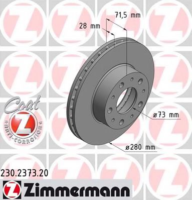 ZIMMERMANN 230.2373.20 Тормозной диск для FIAT (Фиат) ZIMMERMANN 230.2373.20 Тормозной диск для FIAT (Фиат)