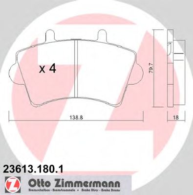 ZIMMERMANN 23613.180.1 Тормозные колодки для NISSAN (Ниссан) ZIMMERMANN 23613.180.1 Тормозные колодки для NISSAN (Ниссан)
