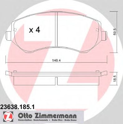 ZIMMERMANN 23638.185.1 Тормозные колодки для CHRYSLER TOWN COUNTRY IV (Крайслер Таун кантри 4) ZIMMERMANN 23638.185.1 Тормозные колодки для CHRYSLER TOWN COUNTRY IV (Крайслер Таун кантри 4)