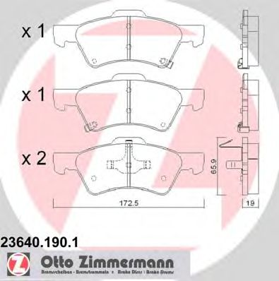ZIMMERMANN 23640.190.1 Тормозные колодки для CHRYSLER TOWN COUNTRY IV (Крайслер Таун кантри 4) ZIMMERMANN 23640.190.1 Тормозные колодки для CHRYSLER TOWN COUNTRY IV (Крайслер Таун кантри 4)