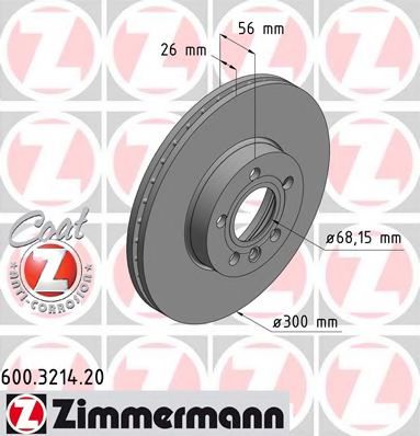 ZIMMERMANN 600.3214.20 Тормозной диск для VOLKSWAGEN T4 MULTIVAN (Фольксваген Т4 мултиvан) ZIMMERMANN 600.3214.20 Тормозной диск для VOLKSWAGEN T4 MULTIVAN (Фольксваген Т4 мултиvан)