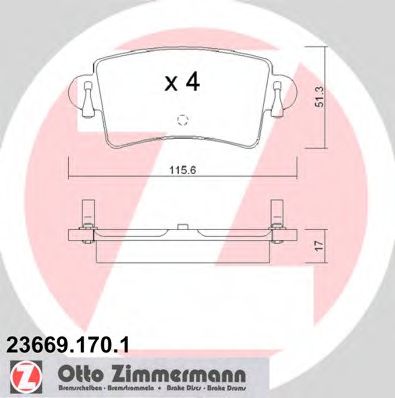 ZIMMERMANN 23669.170.1 Тормозные колодки для NISSAN (Ниссан) ZIMMERMANN 23669.170.1 Тормозные колодки для NISSAN (Ниссан)