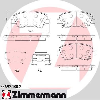 ZIMMERMANN 25692.180.2 Тормозные колодки для HYUNDAI FLUIDIC ELANTRA (Хендай Флуидиc элантра) ZIMMERMANN 25692.180.2 Тормозные колодки для HYUNDAI FLUIDIC ELANTRA (Хендай Флуидиc элантра)