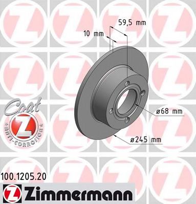 ZIMMERMANN 100.1205.20 Тормозной диск для AUDI 100 (Ауди 100) ZIMMERMANN 100.1205.20 Тормозной диск для AUDI 100 (Ауди 100)