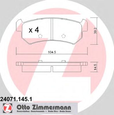 ZIMMERMANN 24071.145.1 Тормозные колодки для DAEWOO (Дэу) ZIMMERMANN 24071.145.1 Тормозные колодки для DAEWOO (Дэу)