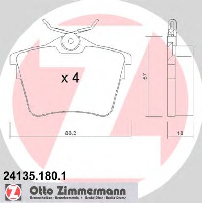 ZIMMERMANN 24135.180.1 Тормозные колодки для PEUGEOT 407 (Пежо 407) ZIMMERMANN 24135.180.1 Тормозные колодки для PEUGEOT 407 (Пежо 407)