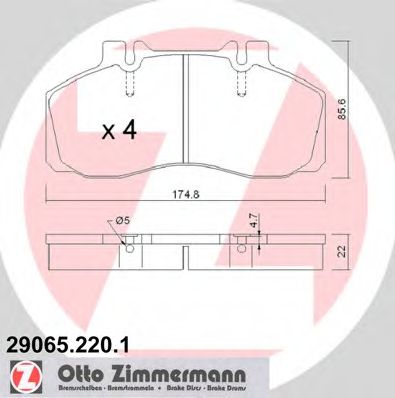 ZIMMERMANN 29065.220.1 Тормозные колодки для IVECO EURO (Ивеко Эуро) ZIMMERMANN 29065.220.1 Тормозные колодки для IVECO EURO (Ивеко Эуро)